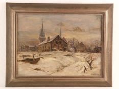 Busch, Karl (zugeschrieben, 1910 Frankfurt am Main -1997) - Winterlandschaft mit Herz Jesu-Kirche in