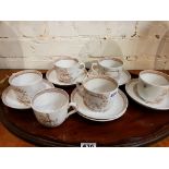 SET OF 6 ANTIQUE KING WILLIAM III CUPS & SAUCERS