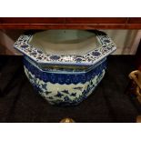 LARGE BLUE & WHITE ORIENTAL POT