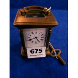 ANTIQUE BRASS MINIATURE CARRIAGE CLOCK