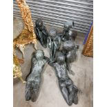 SET OF 6 METAL GARDEN FIGURINES