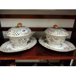 PAIR OF MEISSEN STRAWBERRY DISHES