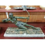 BRONZE LADY FIGURINE - DIANE ON GRANITE PLINTH