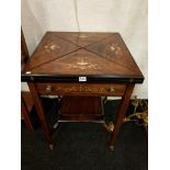 EDWARDIAN PROFUSELY INLAID, ROSEWOOD ENVELOPE CARD TABLE