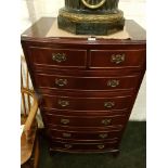 ANTIQUE BOW FRONTED 6 DRAWER CHEST OF DRAWERS