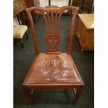 SET OF 6 EDWARDIAN MAHOGANY DINING CHAIRS WITH ORIGINAL LEATHER SEATS