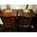 PAIR OF SERPENTINED 4 DRAWER CHEST OF DRAWERS