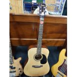 ENCORE EA 255 SEMI ACCOUSTIC GUITAR & CASE ON STAND