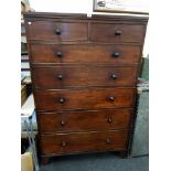 TALL GEORGIAN IRISH 2 OVER 5 CHEST OF DRAWERS