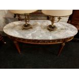 MARBLE TOPPED AND GILDED COFFEE TABLE