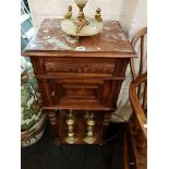 VICTORIAN MARBLE TOPPED WALNUT PEDESTAL CABINET