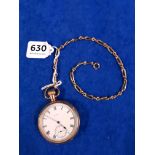 VICTORIAN 9 CARAT GOLD PLATED ELGIN POCKET WATCH & CHAIN