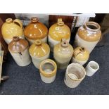 QTY OF ANTIQUE STONEWARE FLAGANS