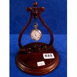 9CT GOLD PLATED POCKET WATCH ON WATCH STAND