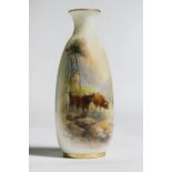ROYAL WORCESTER VASE WITH CATTLE SIGNED H. STINTON C1910