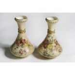 PAIR OF ROYAL WORCESTER 'TRUMPET NECK' VASES 27CM HIGH