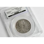 1698 WILLIAM III HALF CROWN, ENCAPSULATED & VERIFIED BY COIN GRADING SERVICES UK