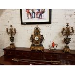 ITALIAN CLOCK SET WITH GERMAN MOVEMENT & GARNITURES (WORKING)