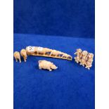 COLLECTION OF ANTIQUE IVORY ANIMALS