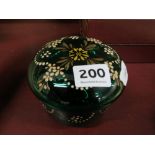 ANTIQUE GREEN GLASS BOWL WITH LID