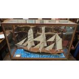 LARGE MODEL SHIP IN GLASS CASE