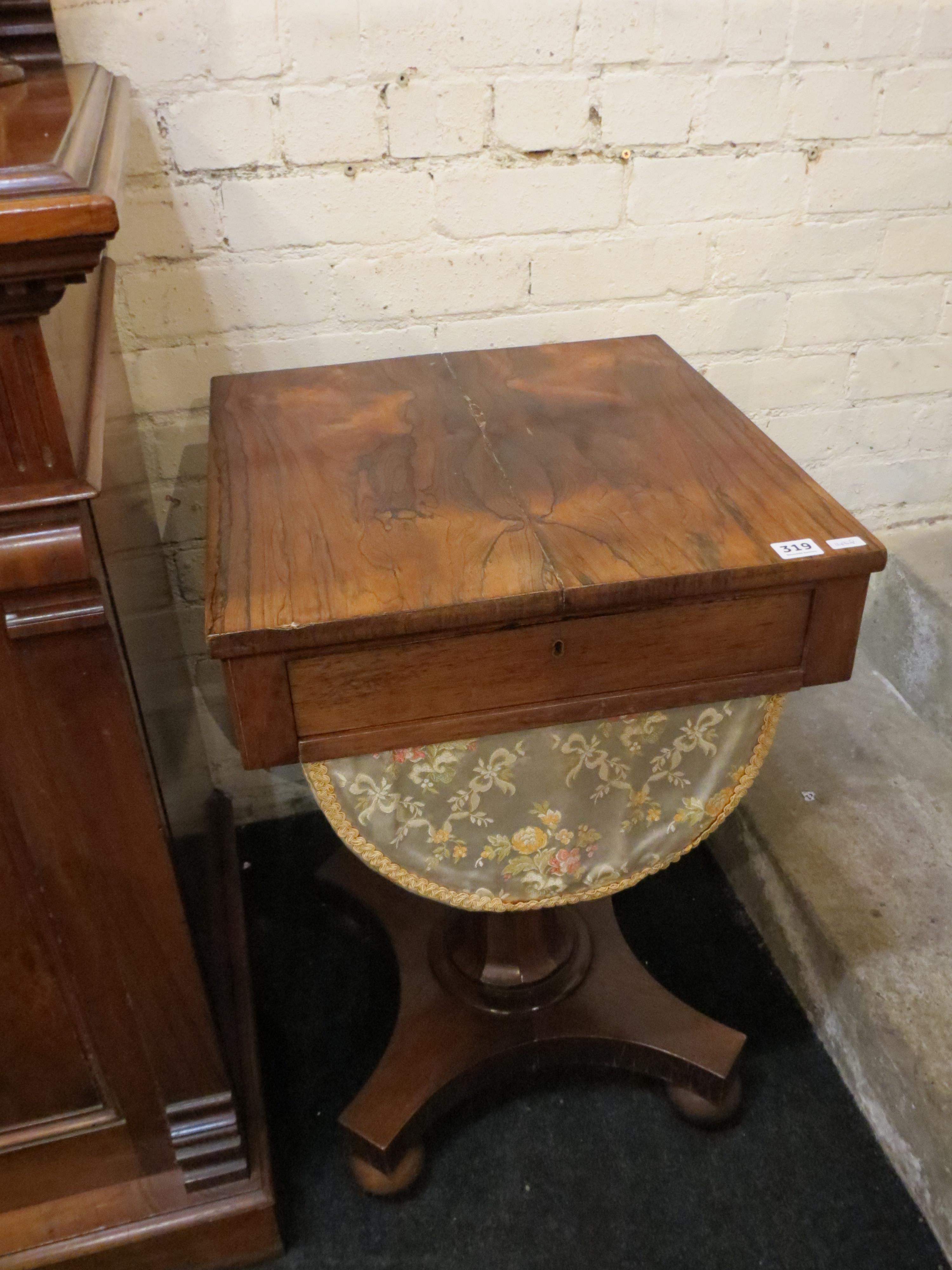 VICTORIAN ROSEWOOD SEWING TABLE