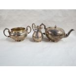 SILVER 3 PIECE TEA SERVICE LONDON 1859/60 BY WILLIAM SHAW