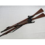 2 WOODEN PRACTICE RIFLES BELIEVED TO BE B-SPECIALS