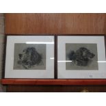 PAIR OF VICTORIAN PENCIL DOG DRAWINGS