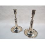 PAIR OF SILVER CANDLESTICKS - 800 STANDARD