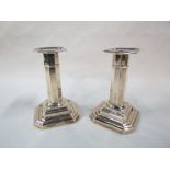 PAIR OF SILVER CANDLESTICKS - SHEFFIELD 1908/09 BY JAMES DIXON & SON