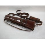 ANTIQUE TELESCOPE IN BROWN LEATHER CASE