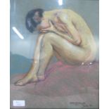 ART DECO NUDE STUDY IN PASTEL IN THE STYLE OF AND SIGNED ANDRZEJEWSKI