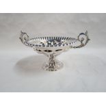 CONTINENTAL SILVER BON BON DISH WITH SCROLLED HANDLES