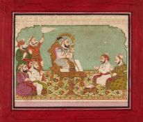 A Maharaja, possibly Ram Singh, in discussion with his courtiers