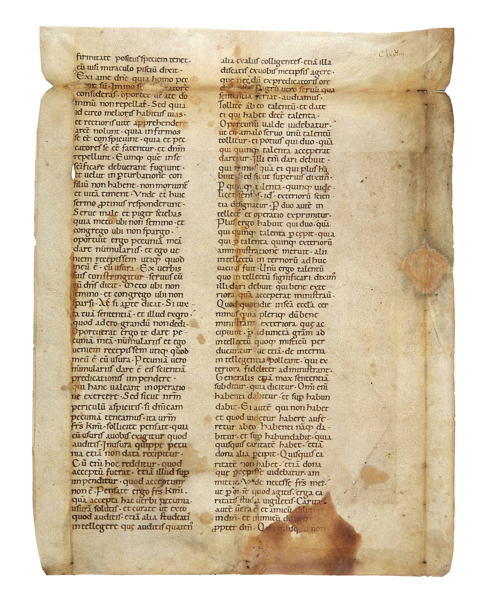 Single leaf from a monumental copy of Gregory the Great, Homilies - Image 2 of 2