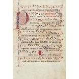 Leaf from an early and impressive Choir Book with a large initial ‘P’