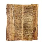 An account book binding formed from leaves recovered from a thirteenth-century legal codex