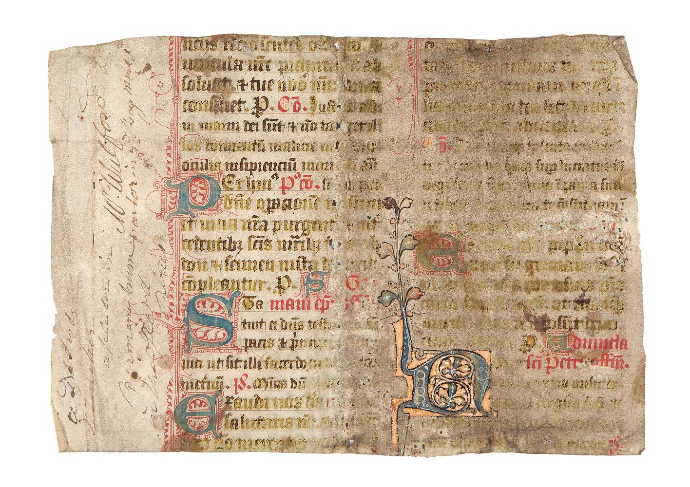 Cutting from a large illuminated English Missal