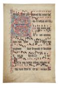 Large decorated initial, on a leaf from a very large manuscript choirbook