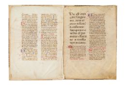 Ɵ Substantial fragment from two Missals, in Latin, decorated manuscript on parchment