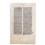 Leaf from a monumental Lectern Bible, in Latin, decorated manuscript on parchment