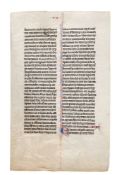 Leaf from a monumental Lectern Bible, in Latin, decorated manuscript on parchment
