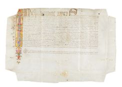 Doctoral diploma issued by the University of Bologna, in Latin, illuminated manuscript on parchment