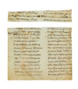 Two fragments of John Chrysostom, Homilies on Matthew, in Beneventan minuscule, in Latin