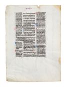 Leaf from a Glossed Bible, in Latin, decorated manuscript on parchment