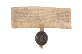 Charter of Hugh de Neville for estates in Denby, West Riding, Yorkshire, to Byland Abbey