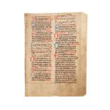 Leaf from a large and handsome Missal, in Latin, decorated manuscript on parchment