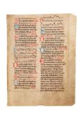 Leaf from a large and handsome Missal, in Latin, decorated manuscript on parchment