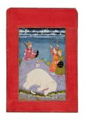 Kanada Ragini, Death of the White Elephant, scene from a Ragamala series, Indian miniature